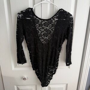 Ambiance black lace bodysuit size medium